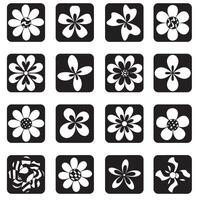 Abstract groovy flower icon bundle with decorative wavy silhouette elements for digital and print design projects vector