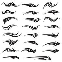 High-speed dynamic abstract line movement silhouette bundle with energy graphics for manga or comic design vector