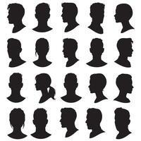 Diverse man woman head silhouette icon collection featuring side view portraits for branding and identity use vector
