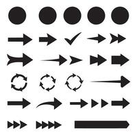 Circle, arrow, check marks, and line and other element silhouette bundle with creative shapes and icons vector