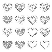Silhouette drawing heart shapes in line art style perfect for valentine or romantic coloring page design projects vector