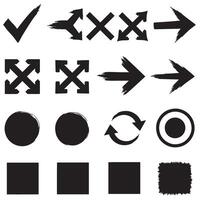 Check marks, crossed, arrows, underlines, circles, squares, brush stroke icon element silhouette bundle graphics vector