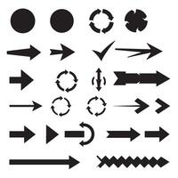 Circle, arrow, check marks, and line and other element silhouette bundle perfect for minimalist UI projects vector