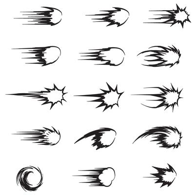 Expressive line movement stroke set with manga style effects swirl lines and action comic motion visuals