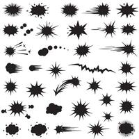 Burst and sparkle doodle line set with silhouette star icons for festive themes backgrounds and posters vector