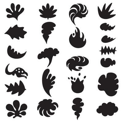 Groovy funky element tree, animal cartoon, flower and other element silhouette bundle with cartoon forest plants