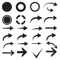 Circle, arrow, check marks, and line and other element silhouette bundle with outline clipart vector