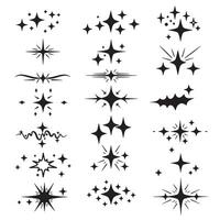 Comic style stroke sparkle silhouette bundle with bold burst shapes and layout frame decorations vector