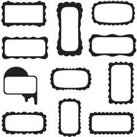Abstract geometric shapes Vintage Groovy Photo Frame Design Silhouette bundle including stylish swirl frame elements vector
