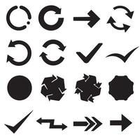 Circle, arrow, check marks, and line and other element silhouette bundle for infographic symbol and template design vector