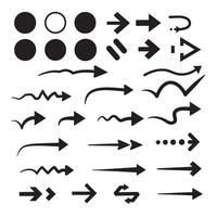 Circle, arrow, check marks, and line and other element silhouette bundle for simple digital UI symbols vector