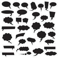 Dialogue box element silhouette bundle with chat bubble icons and clipart vector