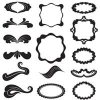 Abstract geometric shapes Vintage Groovy Photo Frame Design Silhouette bundle including wave borders and swirl doodles vector