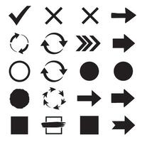 Check marks, crossed, arrows, underlines, circles, squares, brush stroke icon element silhouette bundle pack vector