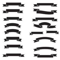 Label-ready vintage outline art ribbon banner set bundle silhouette variation design for custom typography vector