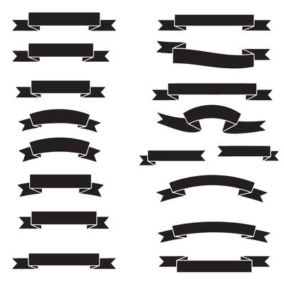 Label-ready vintage outline art ribbon banner set bundle silhouette variation design for custom typography