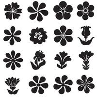 Wavy groovy silhouette flower icon bundle perfect for aesthetic projects and printable art vector