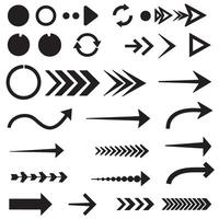 Circle, arrow, check marks, and line and other element silhouette bundle with creative clean graphics vector