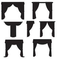 Chic Curtains element silhouette bundle with various folds, pleats, and drapery outlines vector