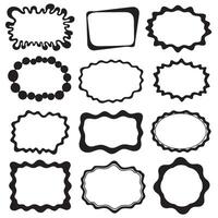 Abstract geometric shapes Vintage Groovy Photo Frame Design Silhouette bundle with geometric frame icon sets vector