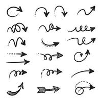 Bundle of creative hand drawn arrows with curved silhouette dotted and straight lines for infographic templates vector