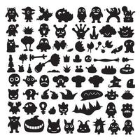 Groovy funky element tree, animal cartoon, flower and other element silhouette bundle with decorative creature art vector