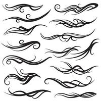 Dynamic abstract line movement elements with energy motion graphics silhouette bundle for action design use vector