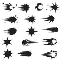 Doodle line silhouette illustration bundle with sparkle stars and dynamic burst shapes for design purposes vector