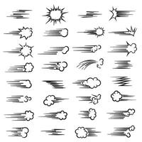 Expressive sketch curve ink and swirl elements in a motion line set for manga comic and action visuals vector