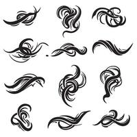 Speed line energy motion graphics set with dynamic abstract elements and silhouette stroke designs vector