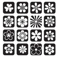 Silhouette wavy and groovy flower icon set bundle featuring abstract floral elements for creative variation design vector