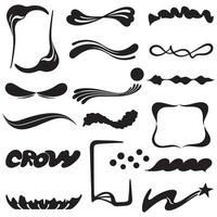 Abstract geometric shapes Vintage Groovy Photo Frame Design Silhouette bundle with creative swirl line elements vector