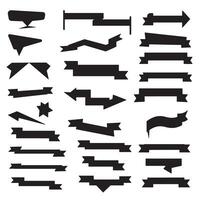 Scroll-themed start ribbons banner element set silhouette bundle for graphic art, label, and signage ideas vector