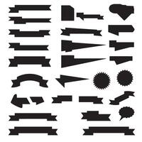 Start ribbons banner element set silhouette collection for advertising material, print layout, and signage vector