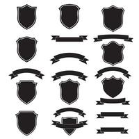 Vintage shield and ribbons banner adjust set bundle silhouette variation design for badge collection graphics vector