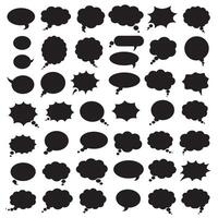 Editable speech bubble graphics silhouette bundle for graphic design, poster layout, and message templates vector