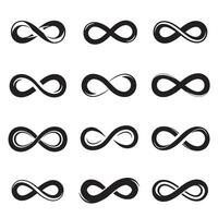 Minimal infinity symbols silhouette bundle for clean and creative branding vector