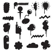 Groovy funky element tree, animal cartoon, flower and other element silhouette bundle with nature pattern bundle vector