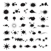 Creative doodle burst line and star sparkle icons in silhouette style for decoration and design themes vector