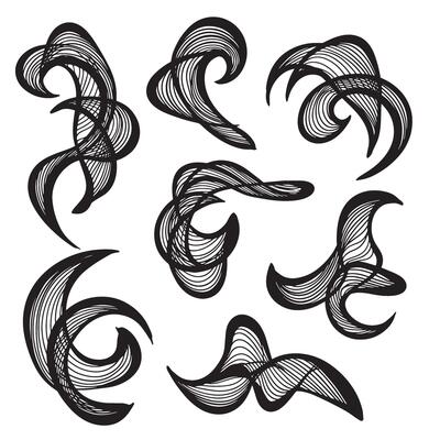 Abstract silhouette bundle of dynamic energy lines and motion elements for speed design and visual movement