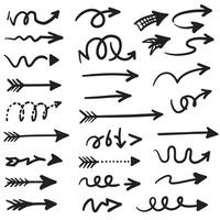 Decorative presentation arrow set with hand drawn curved dotted and silhouette elements for professional graphics vector