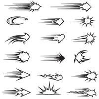 Comic motion line and manga burst effect pack with dynamic strokes and sketch style movement vector