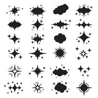 Cartoon-style sparkle line silhouette set bundle with decorative stroke elements for bold graphic designs vector