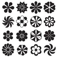 Artistic flower icon bundle with groovy silhouette and wavy line styles for modern pattern design vector