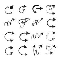 Bundle of hand drawn arrows featuring curved swirled and silhouette styles for presentations and decorative needs vector