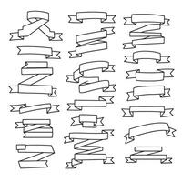 Retro vintage outline art ribbon banner set bundle silhouette variation design for labels and logo identity vector