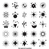 Sparkle doodle star silhouette set with comic burst flash hand drawn firework explosion glow twinkle and dynamic light elements for celebration decorative design bundle vector