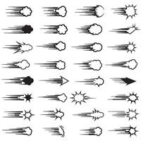 Dynamic effect manga line movement elements with speed lines and sketch ink curves for motion design use vector