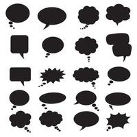 Speech bubble silhouette bundle featuring text boxes, comic talk shapes, and layout templates vector
