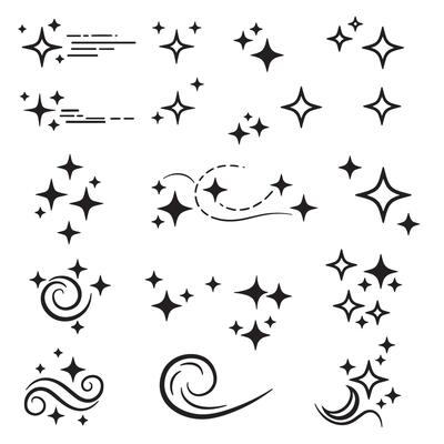 High-speed line sparkle silhouette bundle in comic style with bursts, flashes, and energy accents